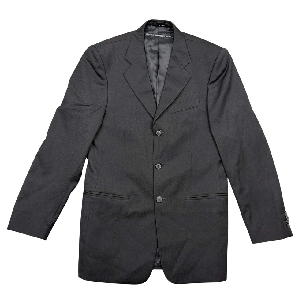 Gianfranco Ferre Studio Blazer Mens 36R Black Wool 3-Button Suit Jacket Italy